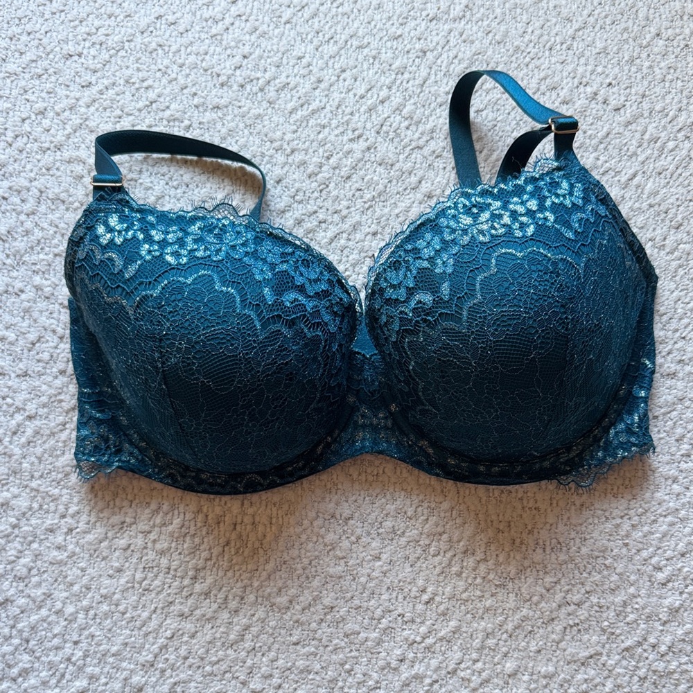 Dream Angels Teal Lace Demi Bra (34DDD)